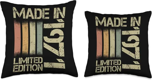 Miniatura 3 de 1971 vintage birthday retro Limited Edition men woman gift Throw Pillow
