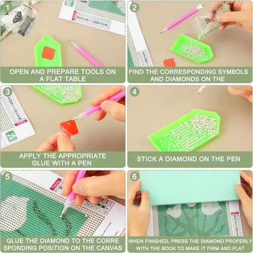 Miniatura 6 de Yeaqee Juego de 4 piezas de arte de diamantes, pintura de bricolaje para adultos, decoración estética de diamantes, decoración de habitación, lindas