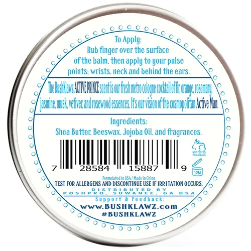 Miniatura 3 de BushKlawz Active Prince Colonia sólida de 1 onza tamaño completo sin alcohol, latas concentradas naturales aptas para viajes, fragancia masculina