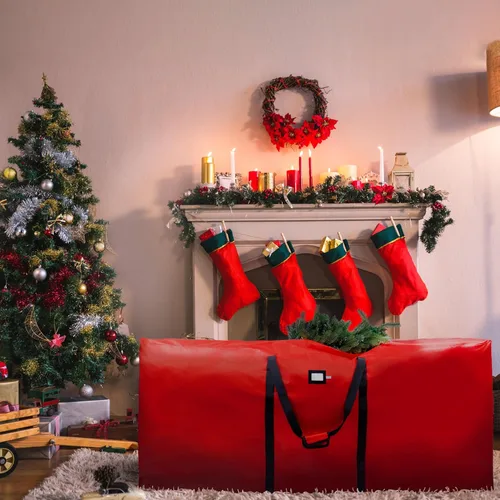 Miniatura 8 de (No fabricada en China) Bolsa de almacenamiento resistente para árbol de Navidad de 9 pies, se adapta a árboles artificiales de hasta 9 pies, asas