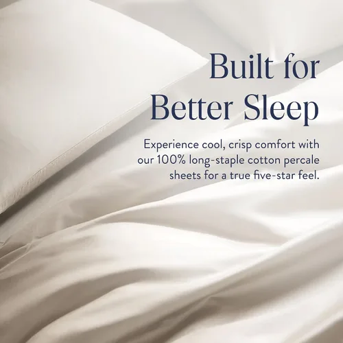 Miniatura 5 de Brooklinen Juego de sábanas de percal de lujo, 4 piezas, sábanas de cama 100% algodón, 1 sábana bajera y 1 sábana encimera, 2 fundas de almohada