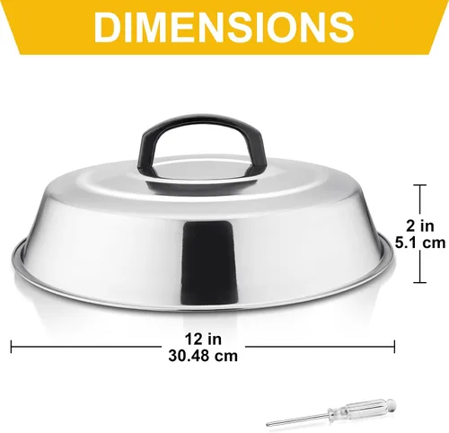 Miniatura 2 de Leonyo - Juego de 2 cúpula para fundir queso, cubierta de metal de 12 pulgadas para parrilla, accesorios de parrilla de acero inoxidable