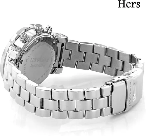 Miniatura 3 de LUXURMAN Juego de relojes de diamante de gran tamaño a juego para él y ella de 0.55 ct, Cronógrafo