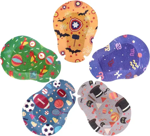 Miniatura 3 de Parches adhesivos para los ojos para niños, diseño genial para niños, 45 + 5 bonos por caja, tamaño regular, material transpirable, patrón colorido