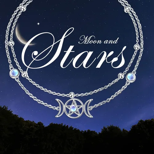 Miniatura 3 de Pulsera de plata esterlina S925 elegante cadena de pie con dije bohemio de playa de doble capa para mujeres, adolescentes y niñas, ajustable de 9 a