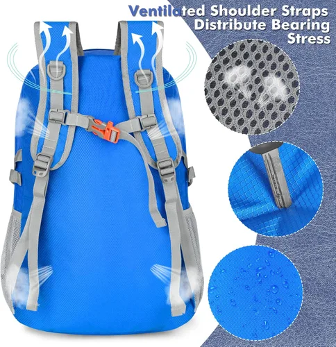 Miniatura 5 de ZOMAKE Mochila plegable ligera 30L, mochilas plegables para senderismo, mochila plegable compacta resistente al agua para viajes Azul oscuro