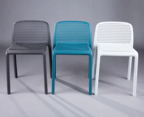 Miniatura 8 de CozyBlock Punch - Silla de comedor apilable perforada para interior y exterior, juego de 4 (azul turquesa)