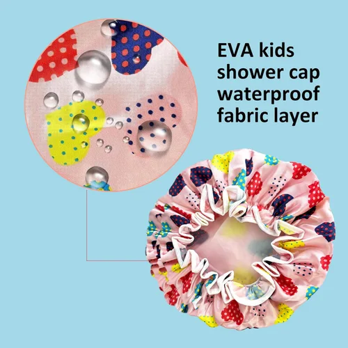 Miniatura 3 de Gorro de ducha para niños, paquete de 3 gorros de ducha grandes, reutilizables, de doble capa, impermeables, de plástico lavable, gorro de ducha