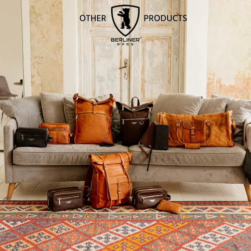 Miniatura 6 de Berliner Bags Bolsa de lona de cuero vintage New York para viajes o el gimnasio, bolsa de noche para hombres y mujeres, marrón (Brown XL), Vintage