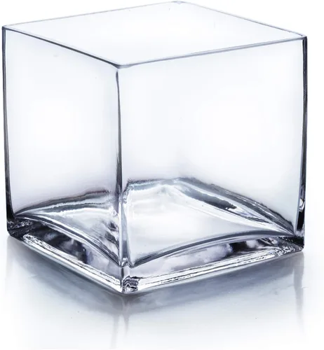 Miniatura 22 de WGV - Jarrón de cristal en forma de cubo a granel, portavelas, 3 x 3 x 3 pulgadas, contenedor transparente elegante con decoración floral