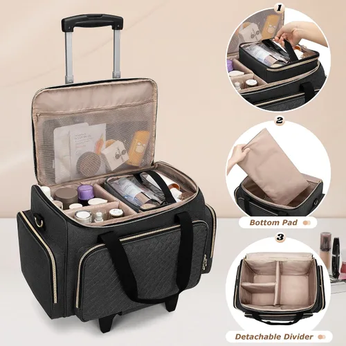 Miniatura 2 de LUXJA Almacenamiento Cosmético Rodante, Negro