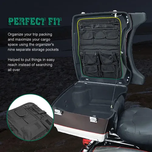 Miniatura 9 de Mofun Tour Pack - Organizador de tapa para alforjas, bolsa de almacenamiento de equipaje compatible con Harley Touring FLT FLH 1999-2013