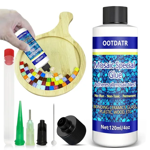 Miniatura 6 de OOTDATR - Pegamento para mosaico, paquete de 2 adhesivos impermeables de 2.1 onzas líquidas para manualidades – No tóxico, secado transparente, sin