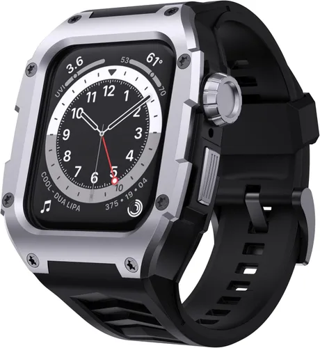 Miniatura 9 de Correa compatible con Apple Watch Band de 1.772 pulgadas Series 9/Series 8 7, carcasa resistente de metal inoxidable resistente con correa deportiva