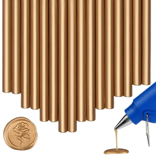 Miniatura 9 de 16 piezas de mini pistola de pegamento para sello de cera para sello de cera, oro ámbar, ideal para invitaciones de boda, tarjetas, sobres, paquetes