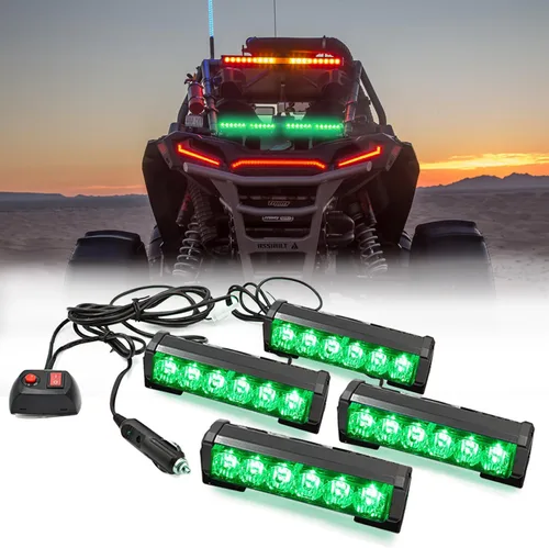 Miniatura 12 de 2 x 6 LED con 9 modos de advertencia para el tráfico - Luces estroboscópicas impermeables para auto, para interior, techo, salpicaderas, parabrisas