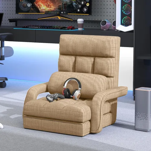 Miniatura 10 de Silla de juegos de suelo, 6 posiciones ajustables, tumbona, para adolescentes y adultos, silla plegable acolchada de meditación con reposabrazos