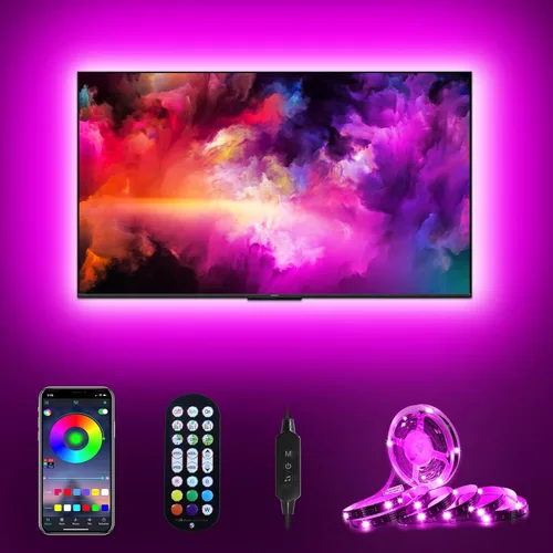 Daymeet Retroiluminación LED para TV, 9.8 pies para TV detrás de TV de 32-60 pulgadas, luces LED para monitor, retroiluminación RGB, tira de luz