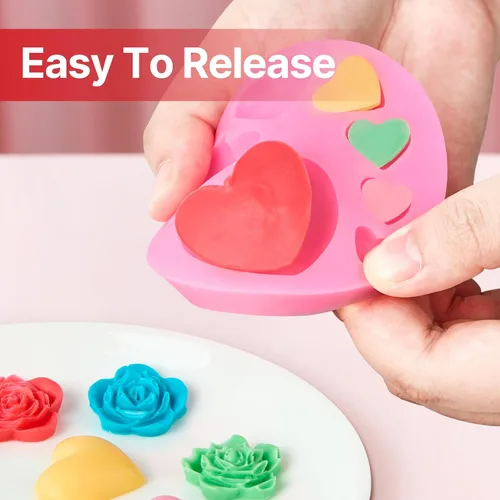 Miniatura 4 de Moldes de silicona de letras para chocolate, 5 piezas de moldes de números y letras en forma de corazón de rosa, moldes de fondant para caramelos