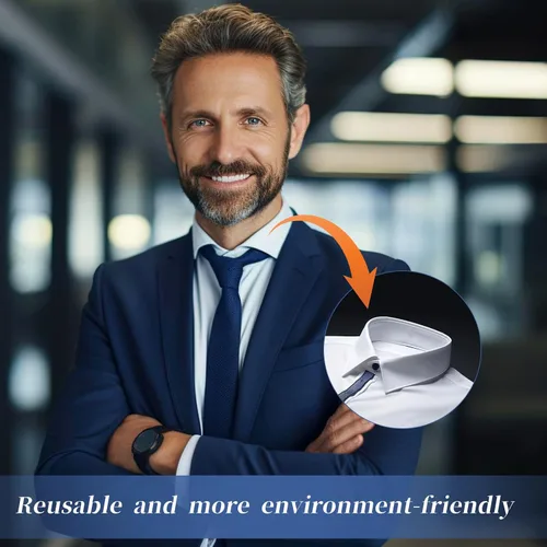 Miniatura 6 de Abeillo 30 piezas de collar de 2.2 pulgadas para camisas de vestir de hombre, cuello de plástico, inserciones de cuello de camisa, inserciones
