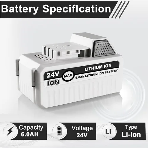 Miniatura 3 de 6.0Ah 24V Batería de repuesto de iones de litio para Snow Joe + Sun Joe iON+ 24V Series Herramientas eléctricas inalámbricas, Compatible con Snow
