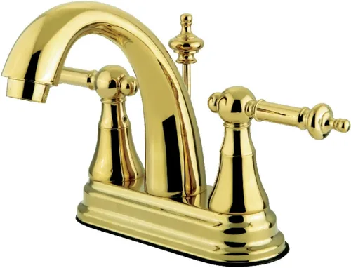 Kingston Brass KS7612TL Templeton - Grifo de lavabo de 4 pulgadas de altura alta con ventana emergente de latón, latón pulido