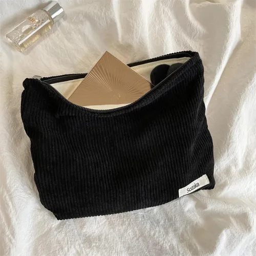 Miniatura 3 de Bolsas de cosméticos para mujer, bolsa de cosméticos de pana, bolsos estéticos para mujer, bolsos de mano con puntos sonrientes, organizador