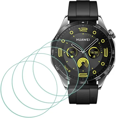Protector de pantalla para HUAWEI Watch GT4 1.811 in/GT5 1.811 in/GT5Pro 1.811 in [4 unidades] Vidrio templado dureza 9H sensible a los arañazos
