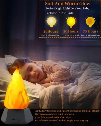 Miniatura 4 de Lámpara de fuego falsa, luz nocturna de viaje recargable 3D con iluminación acogedora, velas LED falsas de chimenea de 3 modos para decoración