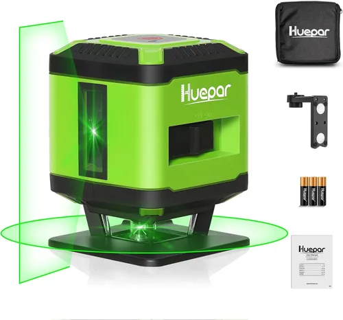 Miniatura 10 de 3 – Herramienta niveladora láser de punto de plomada (sin línea láser), Huepar 3 puntos láser autonivelante verde para soldadura y posicionamiento