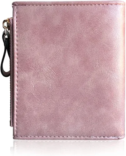 Miniatura 5 de AOXONEL Billetera pequeña y plegable para mujer, Rfid, compacta y bonita con cremallera, monedero para adolescentes y niñas (rosa)