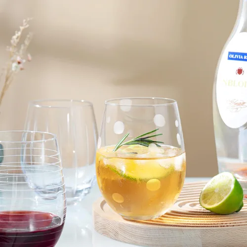 Miniatura 8 de Joeyan Copas de vino sin tallo sopladas a mano y grabadas con patrón de rayas de puntos para vino tinto, vasos grandes tallados para beber copas