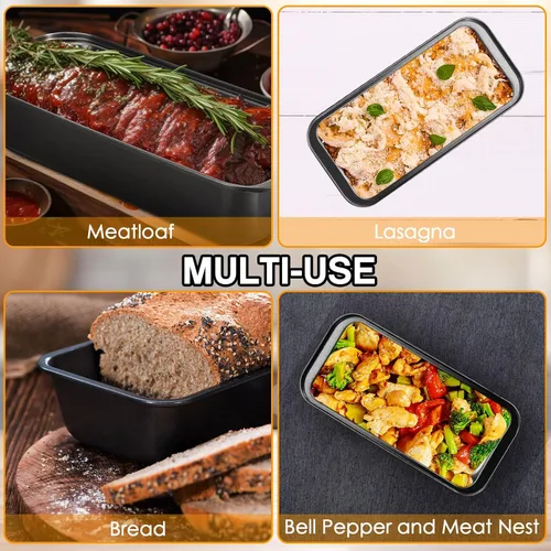 Miniatura 6 de Sliner 6 moldes para pan, 12 x 5 pulgadas de largo, antiadherente, de acero inoxidable, rectangular, para tartas, pan, pan, para pasteles de carne