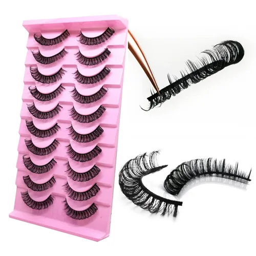 Miniatura 71 de 10 pares de pestañas rusas 3D voluminosas, con curvatura DD, pestañas postizas de visón sintético, pestañas de 19/32 de pulgada que parecen S09