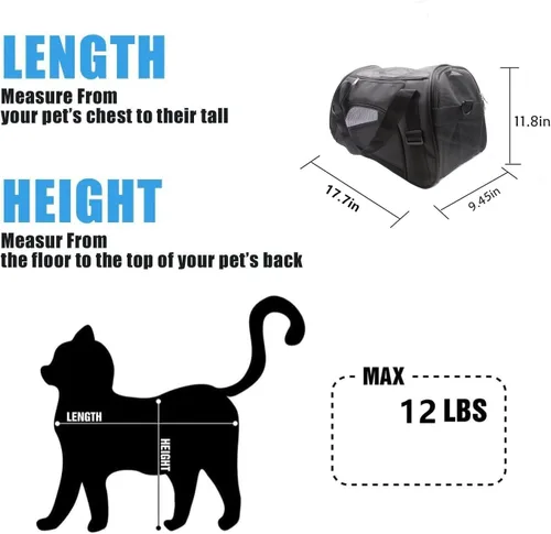 Miniatura 3 de ZaneSun Transportador para gatos, transportador de viaje para mascotas de lados suaves para gatos, perros y cachorros, bolsa cómoda portátil Negro