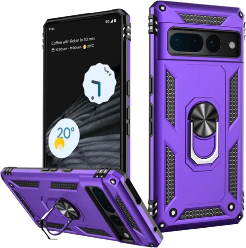 Miniatura 70 de LUMARKE Funda para Google Pixel 5 con protector de pantalla, pasa 16 pies, probada en caídas, grado militar, con soporte de anillo magnético, Rojo