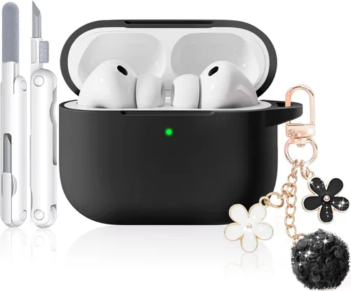 Miniatura 27 de Funda para AirPods Pro 2 con bonito llavero y bolígrafo de limpieza, funda de silicona suave para AirPods Pro de 2ª/1ª generación para mujeres