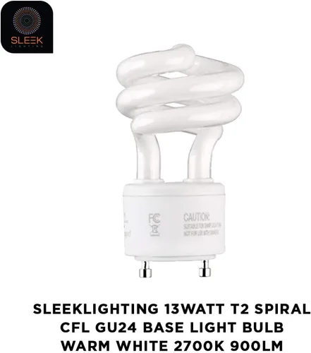 Miniatura 4 de Base de bombilla CFL GU24 espiral T2 de 13 vatios 2700 K 900 lm - Bombilla de luz aprobada por UL de 120 V 60 Hz - Mini espiral de bloqueo giratorio