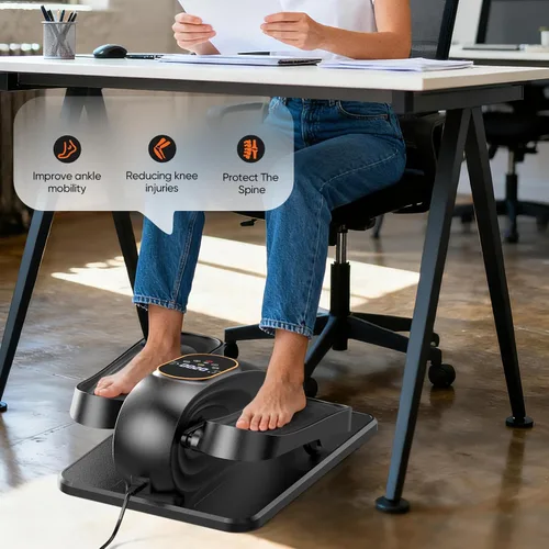Miniatura 7 de Máquina elíptica para debajo del escritorio, ejercitador elíptico eléctrico de piernas para personas mayores con 15 velocidades ajustables, máquina