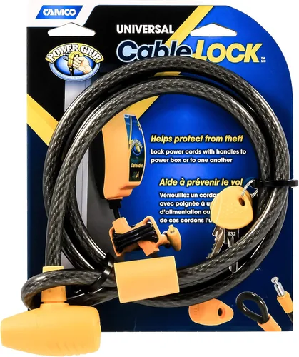 Miniatura 3 de Camco 44290 Cable de agarre de alimentación con cerradura de seguridad, color negro
