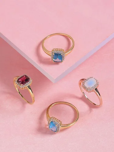 Miniatura 7 de YoTreasure Anillo de compromiso de oro rosa de 10 quilates con piedra lunar de 1.52 quilates
