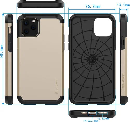 Miniatura 8 de Luvvitt Ultra Armor - Funda diseñada para iPhone 11 Pro Max 6.5 2019 con placa de metal extraíble para soporte magnético