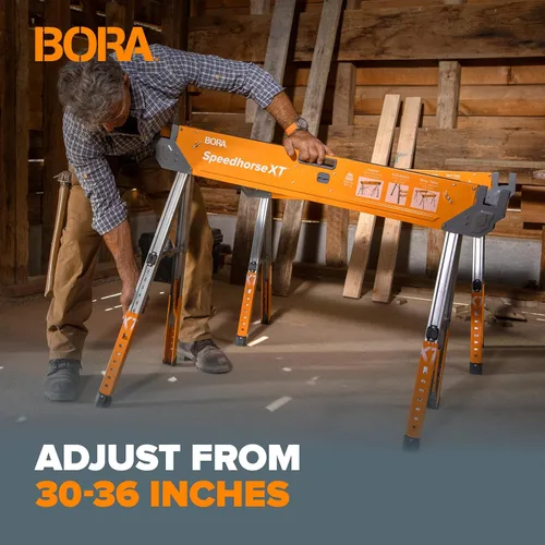 Miniatura 4 de Bora Portamate Speedhorse XT Par de caballetes - Paquete de dos, patas ajustables en altura de 30-36 pulgadas, parte superior de metal para 2x4