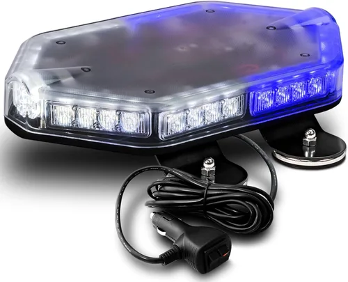 Miniatura 35 de NanoFlare NFMB56 Mini Barra de Luz Estroboscópica LED Roja Blanca de 17" 12V 56W [Clase SAE 1] [Imán/Montaje Permanente] Barra de Luz de Baliza