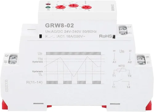 Miniatura 8 de Controlador de temperatura del termostato digital GRW8-02 Carril DIN AC DC 24V a 240V Relé Monitor de control de temperatura con sonda de prueba
