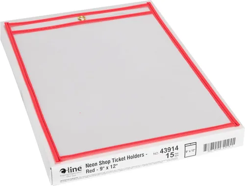 Miniatura 3 de C-Line sobres estuches para boletos de compra con cosido de neón, 9 x 12 pulgadas, Rojo