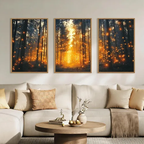 Miniatura 63 de Aryroi Juego de arte de pared en lienzo abstracto grande con marco floral, estilo bohemio, retro, neutro, flores silvestres, arte botánico de flores