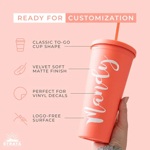 Miniatura 4 de Vasos con tapas de 22 oz de acrílico de color para llevar de viaje, tazas de viaje con tapas y pajitas