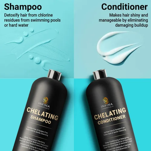 Miniatura 6 de INFINA ESSENTIALS Champú y acondicionador clarificante quelante para eliminación de agua dura y cloro 16 onzas líquidas Champú desintoxicante