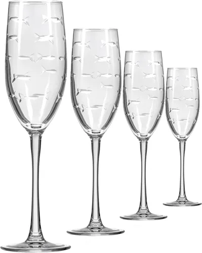 Miniatura 12 de Rolf Glass School of Fish - Copas de vino blanco de 12 onzas, juego de 4 copas de vino sin plomo, copas de vino grabadas con rueda de diamante, 12oz